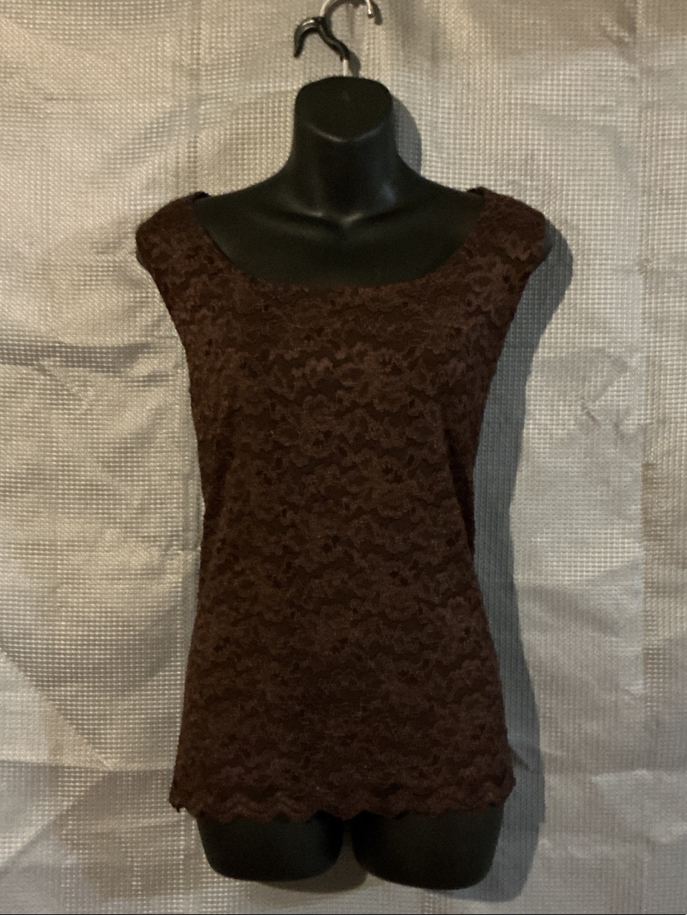 Coldwater Creek Chocolate Brown Lace Shell Top